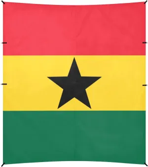 Ghana Flag Ghanaian National Foldable Beach Tent UPF50  Protection Easy Setup Large Sun Shelter with Sandbags & Sand Shovel for Camping Trips, Fishing, Backyard Fun or Picnics