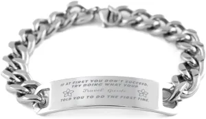 GIFTVILLE & SURPRISE Travel Guide Bracelet, If at first you don't succeed, try doing what your athletic trainer told you to do the first time., Cuban Link Chain Necklace, Travel Guide Gifts