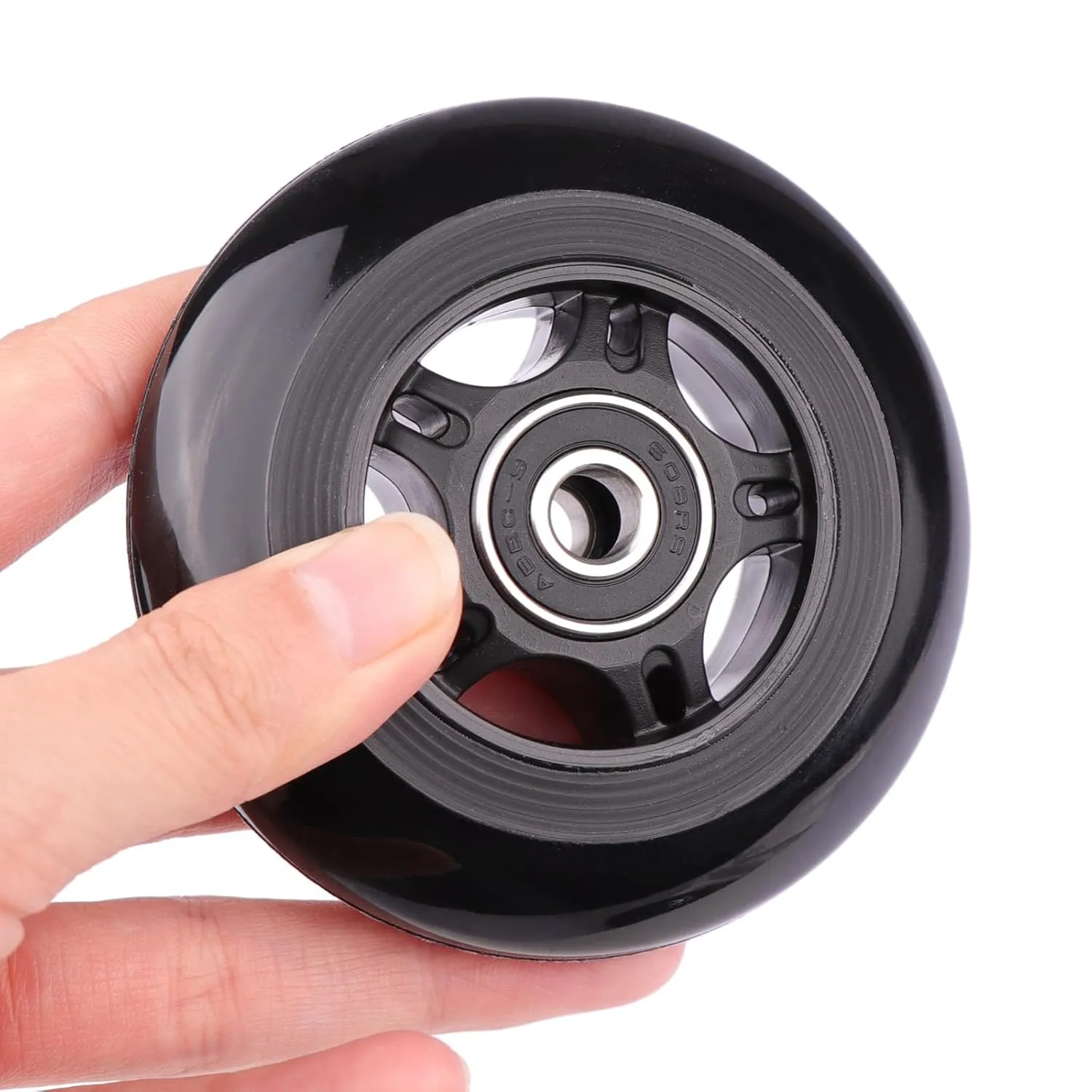 Gladder Luggage Suitcase Replacement Wheels Silent PU Caster Inline Wheels w/ABEC7 608-2RS Bearings 6mm Axles Washer Universal Repair Kit (80x24mm)