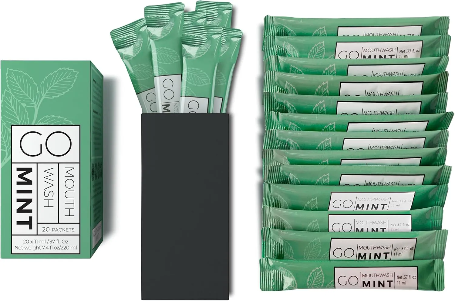 GO Travel Size Mouthwash Packets – Individual Mini Mouthwash for Fresh Breath - TSA Compliant - Smart Packet Design to Reduce Travel Bottle Waste - Liquid Mint Flavored Portable Travel Mouthwash Bulk