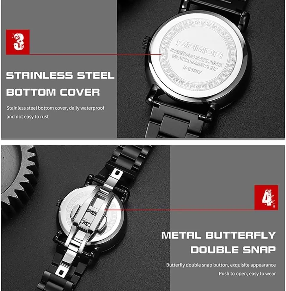 Gosasa Men Racing Watches Rotatable Car Rim Wheel hub Design Sports Watches Stainless Steel Waterproof Watch