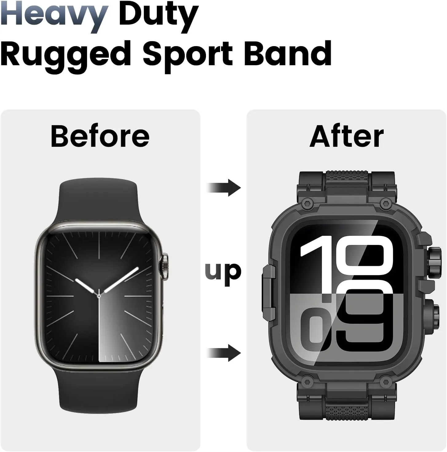 Goton IP68 Waterproof Rugged Band for Apple Watch 46mm/45mm/44mm with Case build-in Screen Protector – Heavy Duty Sport Strap Compatible with iWatch Series 10/9/8/7/6/5/4/SE
