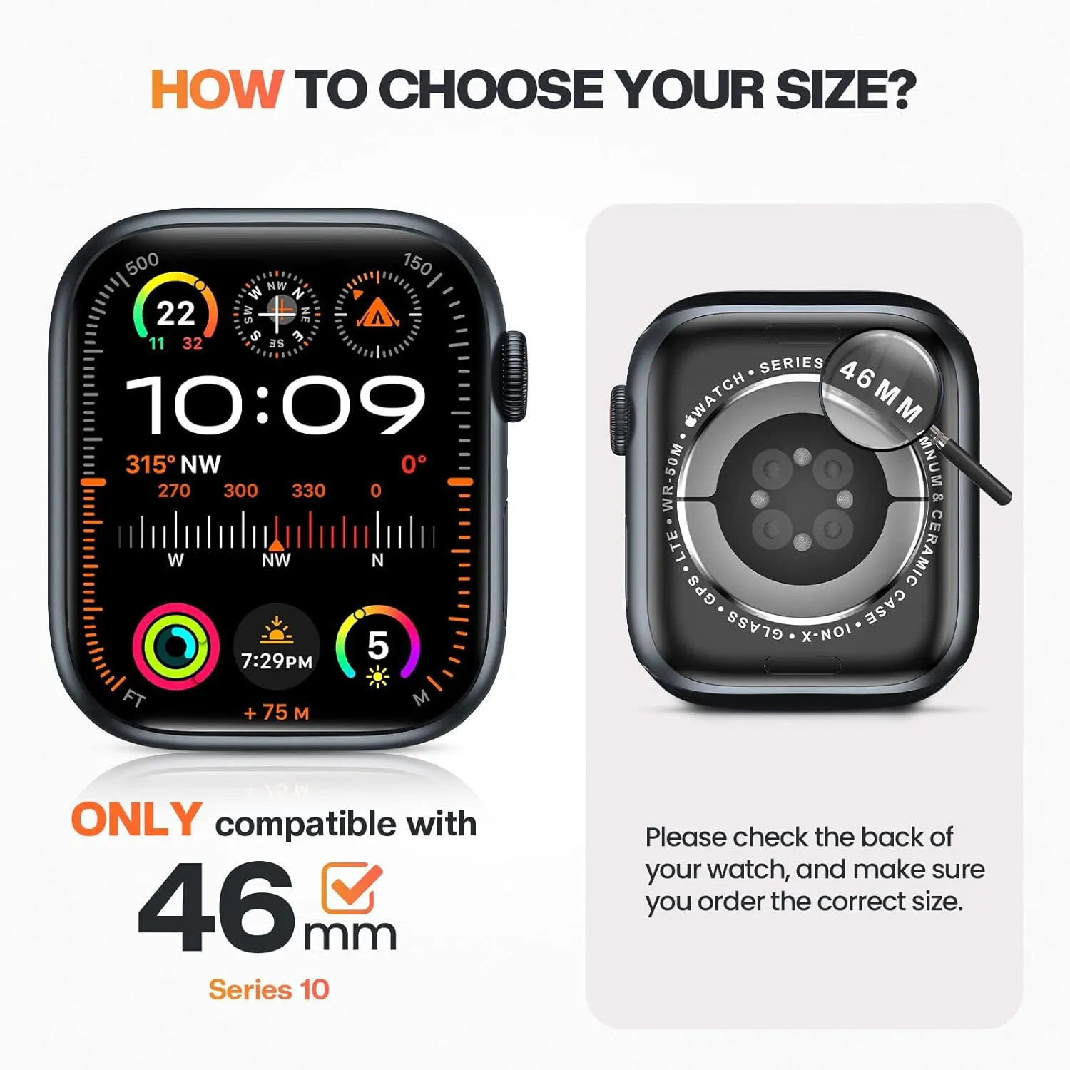 Goton IP68 Waterproof Rugged Band for Apple Watch 46mm/45mm/44mm with Case build-in Screen Protector – Heavy Duty Sport Strap Compatible with iWatch Series 10/9/8/7/6/5/4/SE