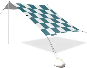 Green and White American Plaid Designed UPF50  Stable Beach Tent Lightweight Large Sun Shelter with Sandbags, Sand Shovel, Poles for Camping Trips, Fishing, Backyard Fun or Picnics Beach