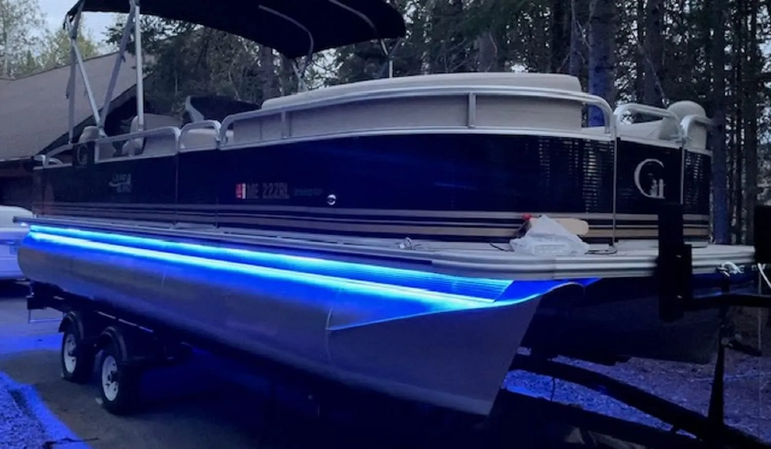 Green Blob Outdoors Pimp My Pontoon Neon Blue, Green, or UV for 18-29ft Models Under Deck Lighting Kit w Bonus Red & Green Navigation Strips, Under Deck (Neon Blue, 25)