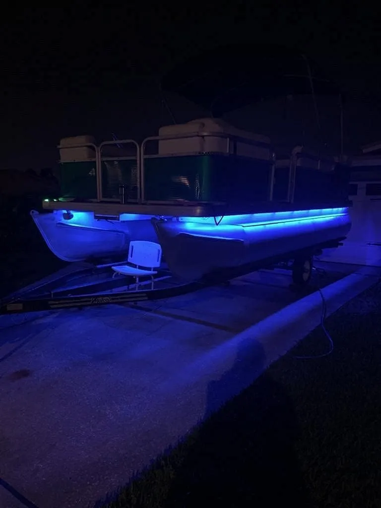 Green Blob Outdoors Pimp My Pontoon Neon Blue, Green, or UV for 18-29ft Models Under Deck Lighting Kit w Bonus Red & Green Navigation Strips, Under Deck (Neon Blue, 25)