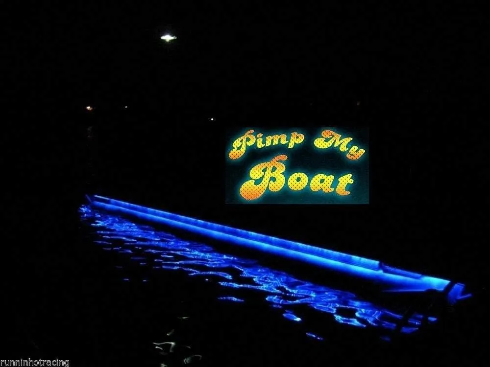 Green Blob Outdoors Pimp My Pontoon Neon Blue, Green, or UV for 18-29ft Models Under Deck Lighting Kit w Bonus Red & Green Navigation Strips, Under Deck (Neon Blue, 25)