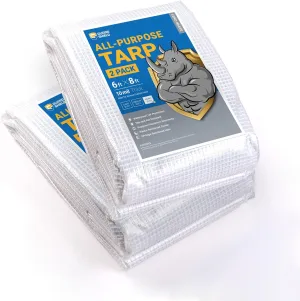 GUARD SHIELD Clear White Tarp Heavy Duty 6x8 Feet Waterproof for Greenhouse Outdoor Garden Poly Cover UV Resistant 3x3 Weave 10mil (2-Pack)