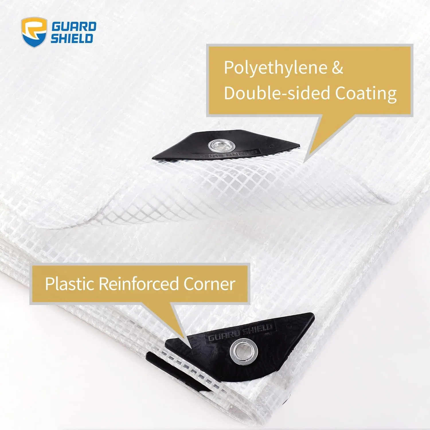 GUARD SHIELD Clear White Tarp Heavy Duty 6x8 Feet Waterproof for Greenhouse Outdoor Garden Poly Cover UV Resistant 3x3 Weave 10mil (2-Pack)