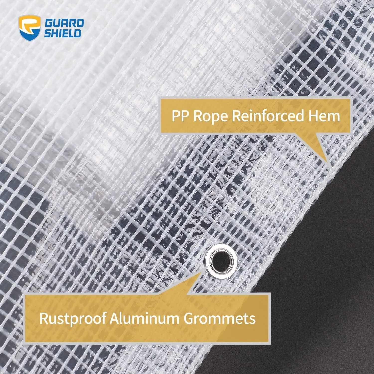 GUARD SHIELD Clear White Tarp Heavy Duty 6x8 Feet Waterproof for Greenhouse Outdoor Garden Poly Cover UV Resistant 3x3 Weave 10mil (2-Pack)