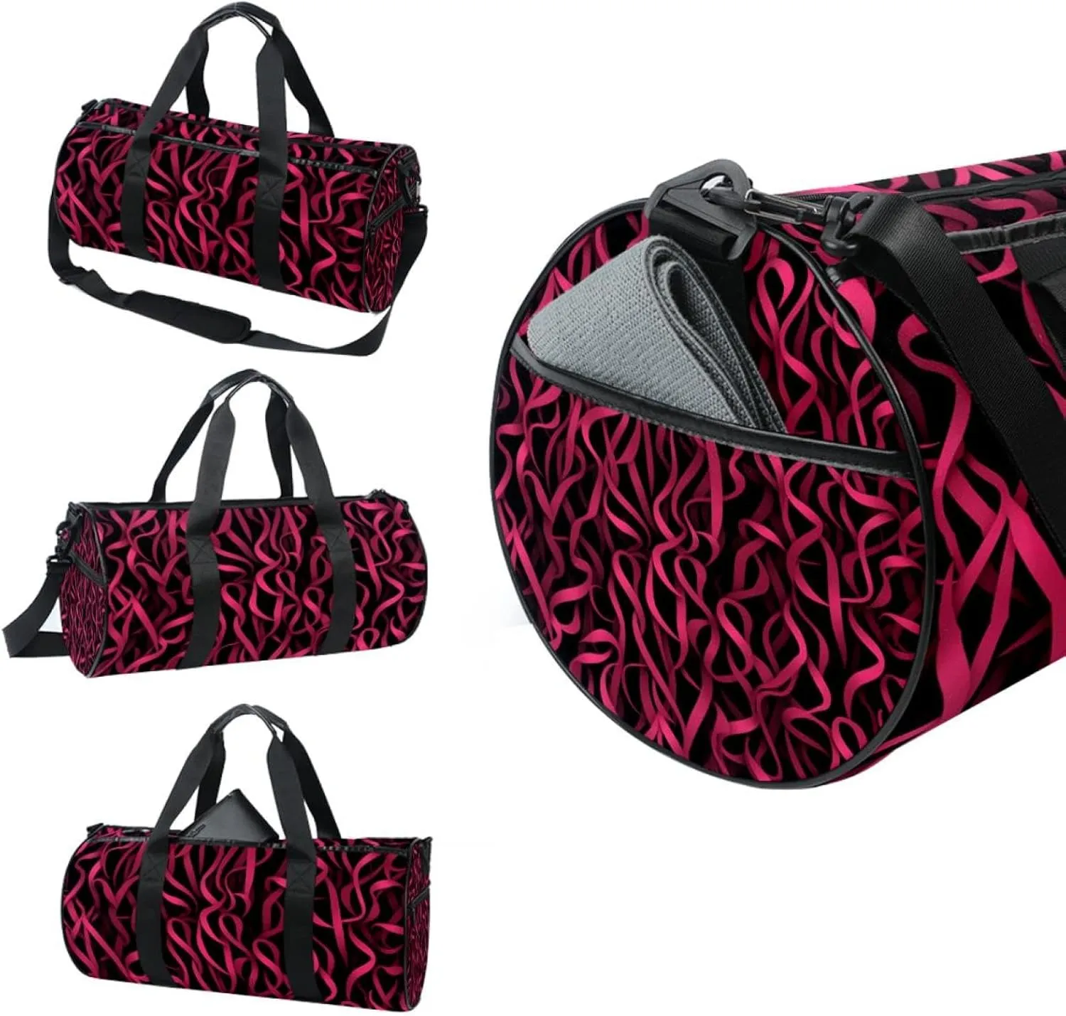 Gym Bag for Women,Small Gym Bag for Men,Breast Cancer Ribbon Pink,Overnight Bag