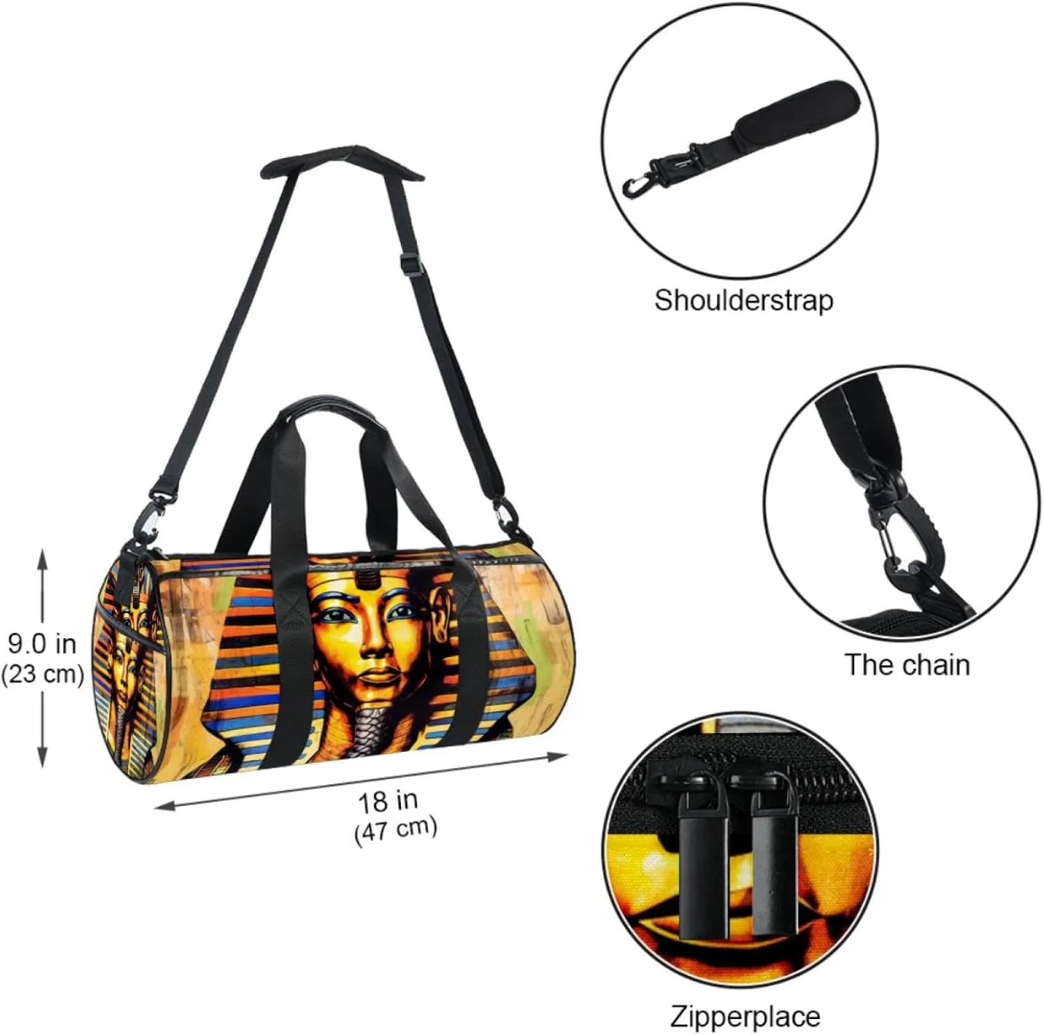 Gym Bag for Women,Small Gym Bag for Men,Egyptian Ancient Retro Nation,Overnight Bag