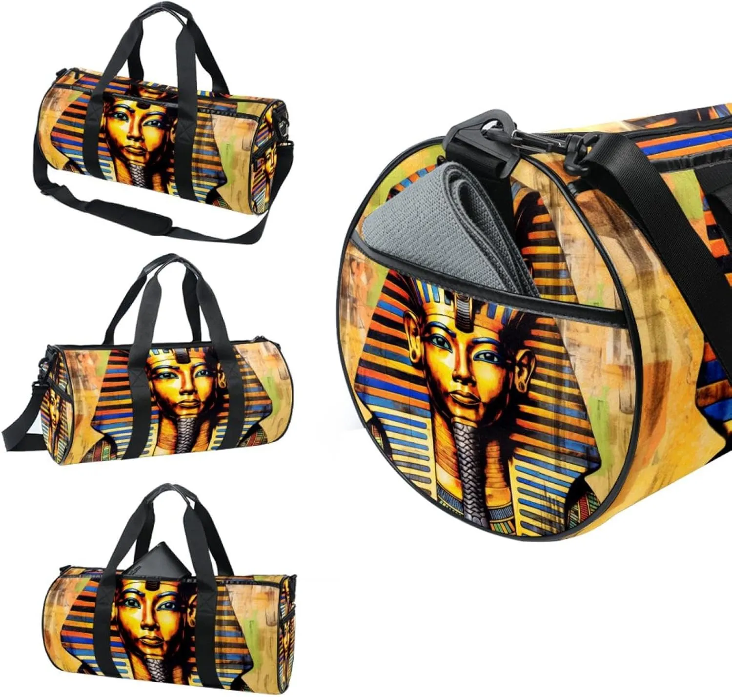 Gym Bag for Women,Small Gym Bag for Men,Egyptian Ancient Retro Nation,Overnight Bag