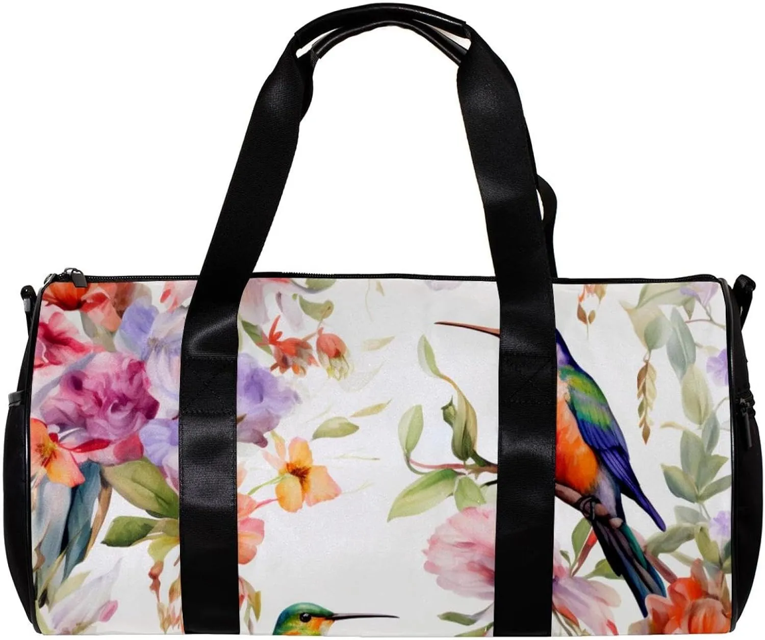 Gym Bag for Women,Small Gym Bag for Men,Flowers and Birds Flower Bush,Overnight Bag