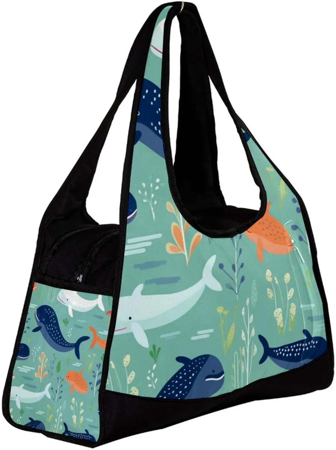 Gym Bag for Women,Small Gym Bag for Men,Sea Wave Whales Cute,Overnight Bag