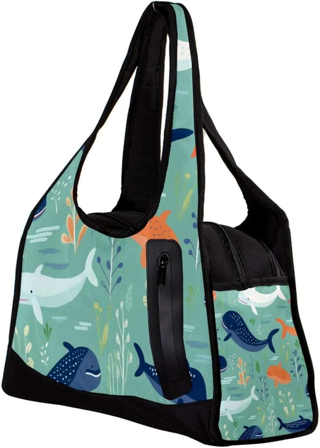 Gym Bag for Women,Small Gym Bag for Men,Sea Wave Whales Cute,Overnight Bag