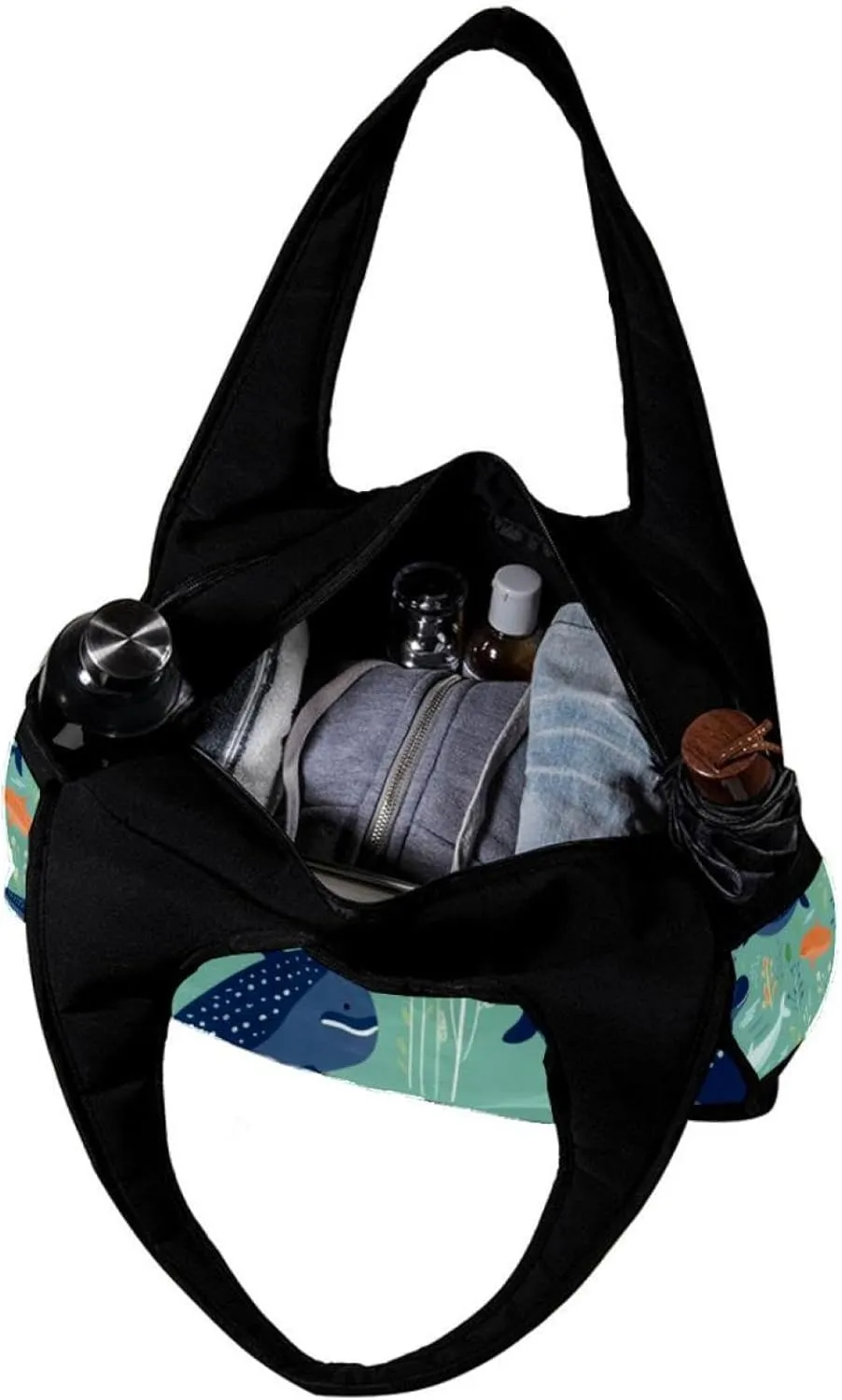 Gym Bag for Women,Small Gym Bag for Men,Sea Wave Whales Cute,Overnight Bag
