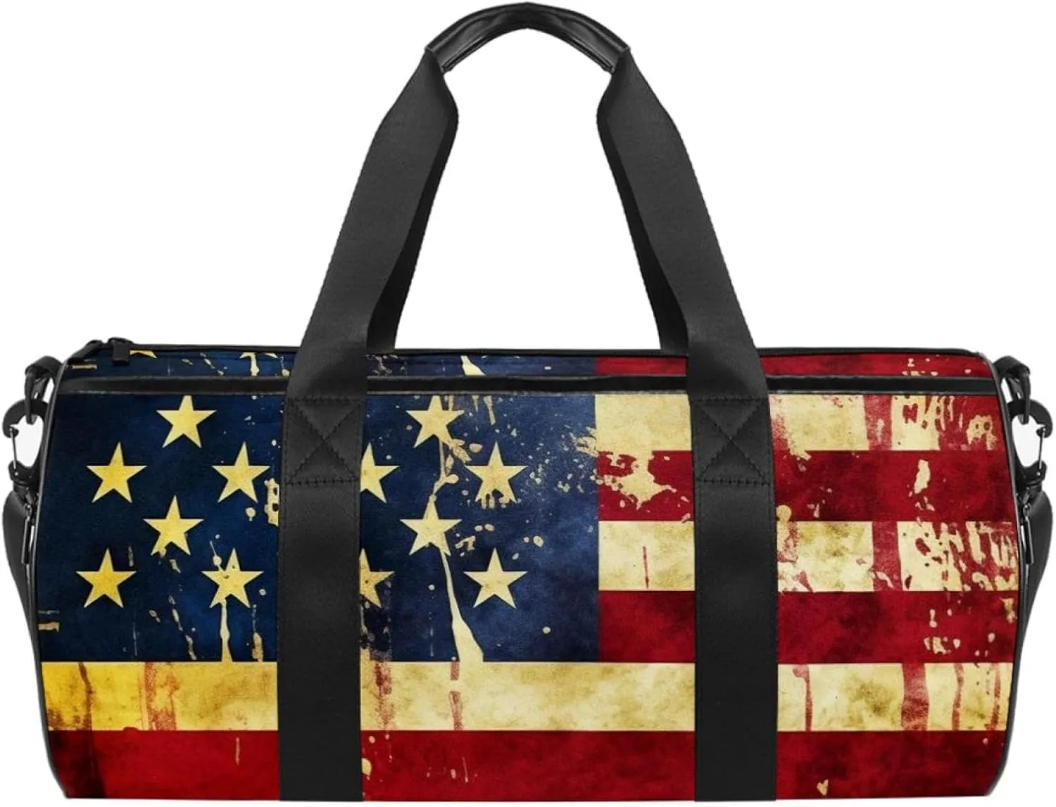 Gym Bag for Women,Small Gym Bag for Men,Vintage American Flag Print,Overnight Bag