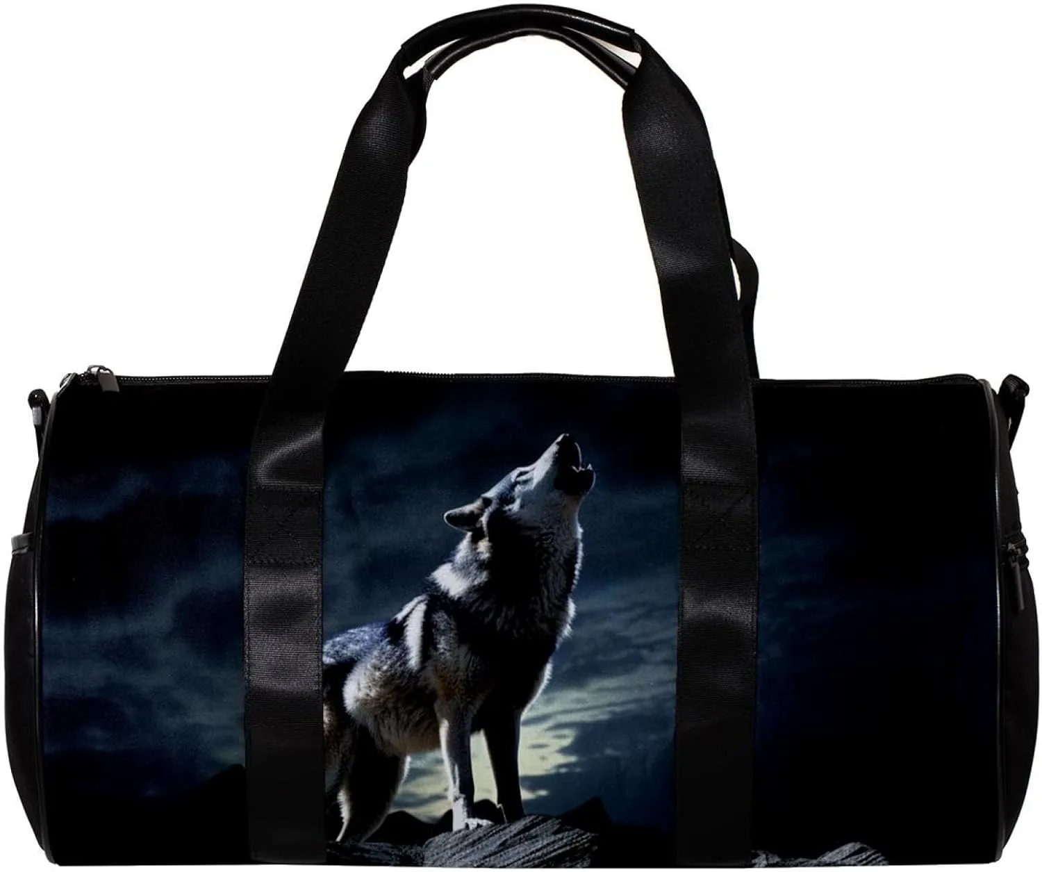 Gym Bag for Women,Small Gym Bag for Men,Wolf Moon Galaxy,Overnight Bag