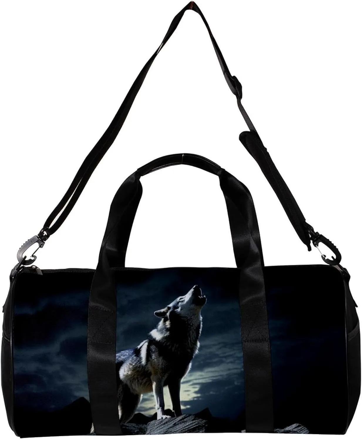 Gym Bag for Women,Small Gym Bag for Men,Wolf Moon Galaxy,Overnight Bag