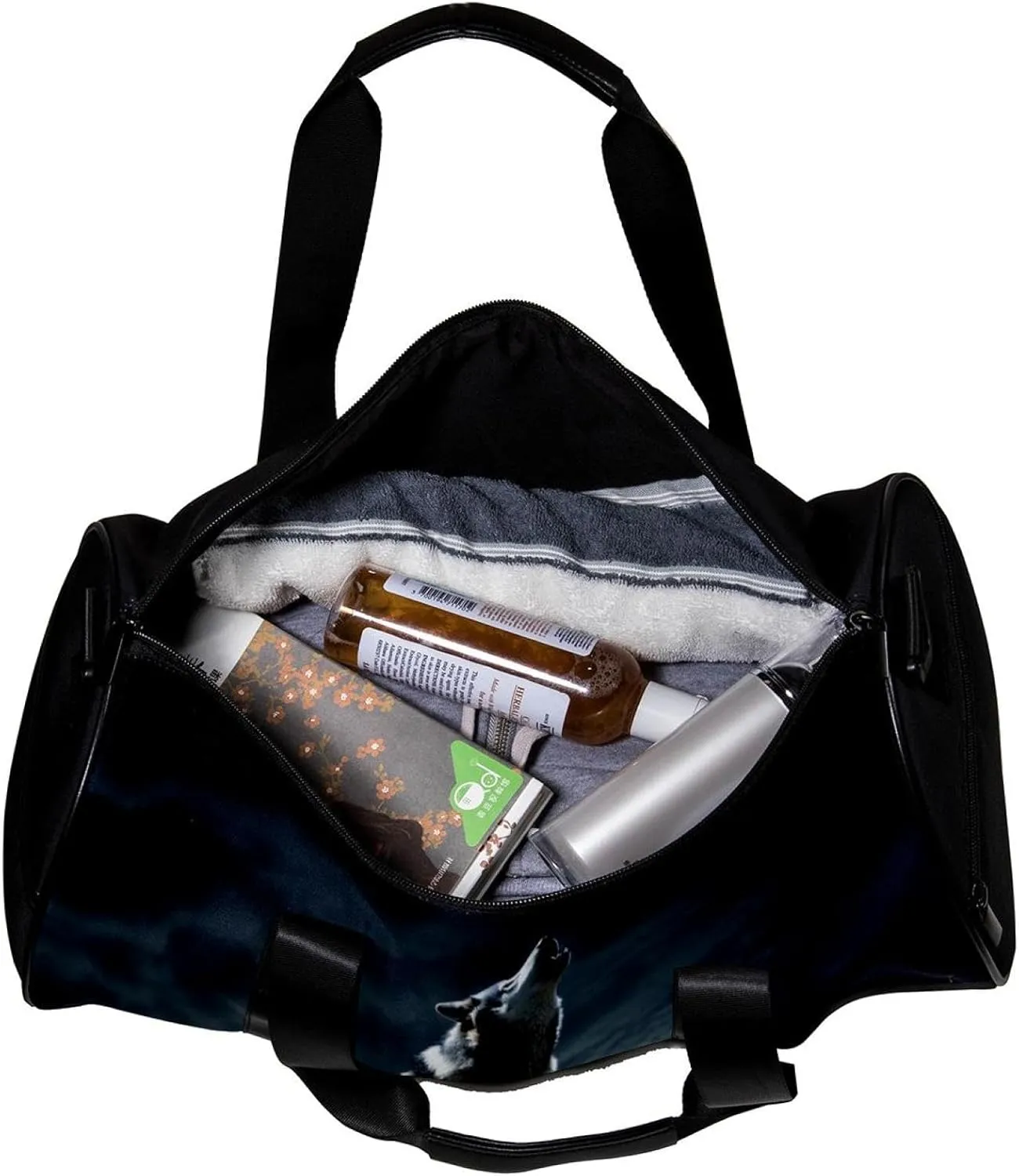 Gym Bag for Women,Small Gym Bag for Men,Wolf Moon Galaxy,Overnight Bag
