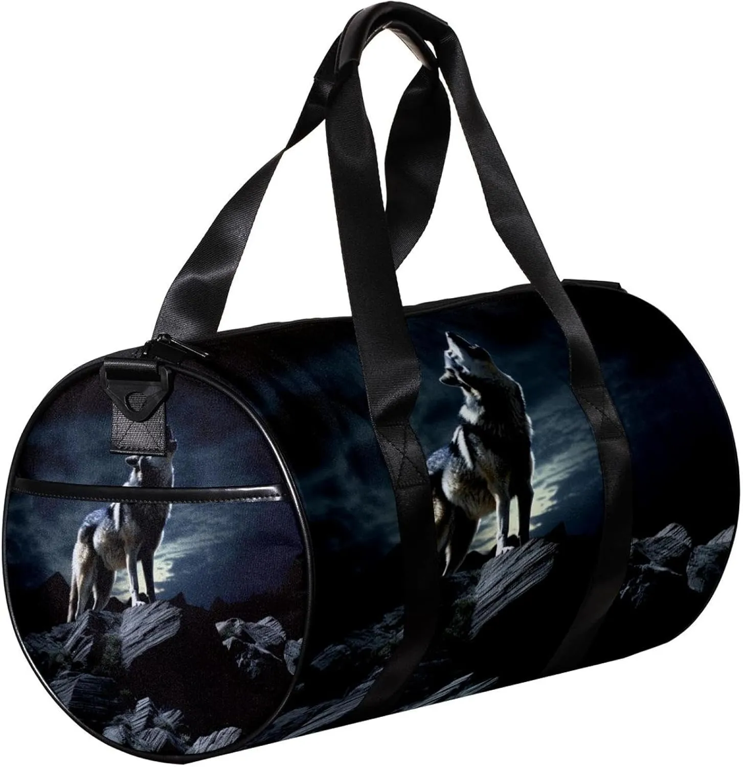 Gym Bag for Women,Small Gym Bag for Men,Wolf Moon Galaxy,Overnight Bag