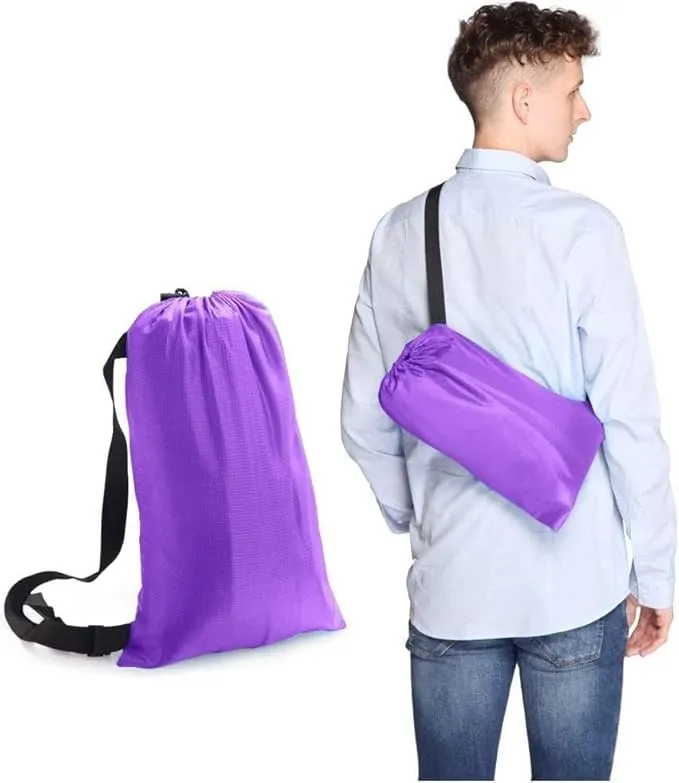 HaiChao Inflatable Lounger Sofa Air Chair Sofa Sleeping Bag Couch Air Sofa Bed for Lakes, Beaches, Garden, Camping (Purple)