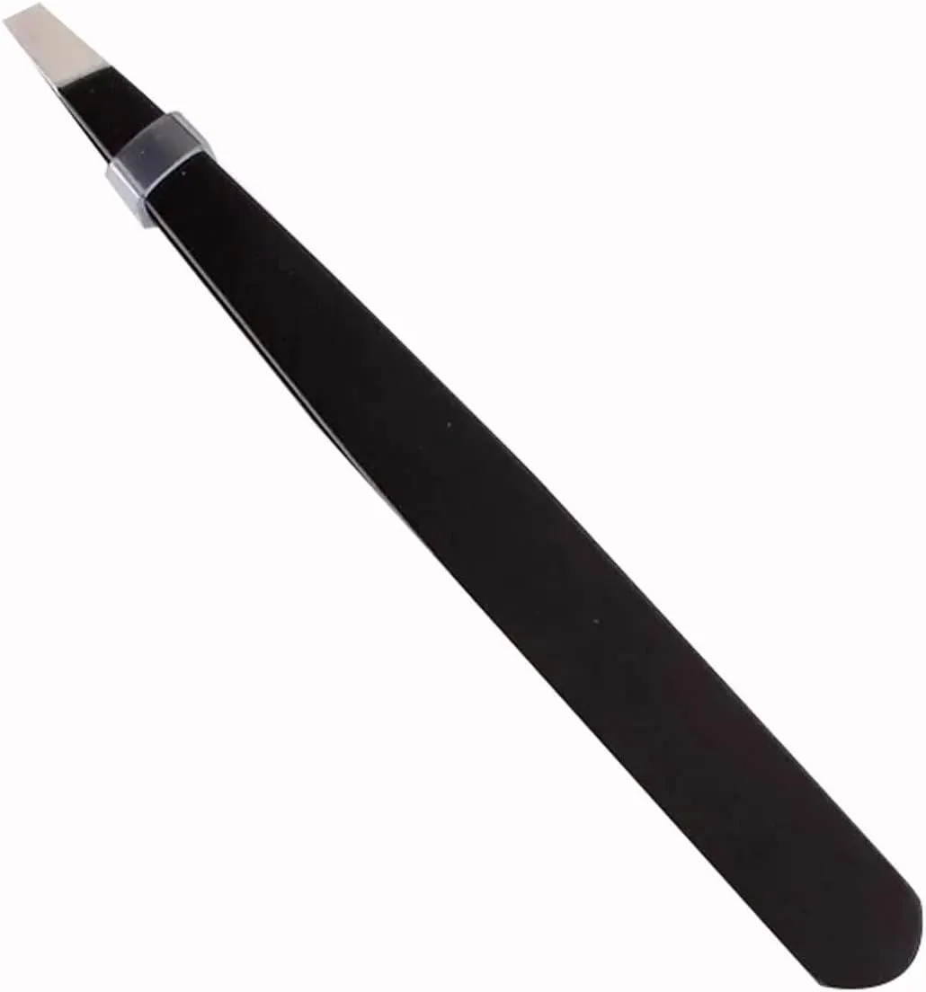 Hair Removal Tweezers Black Eyebrow Tweezers Stainless Steel Slant Tip Hair Removal Makeup Tool Kit Eyelashes Extension Double Eyelid Application