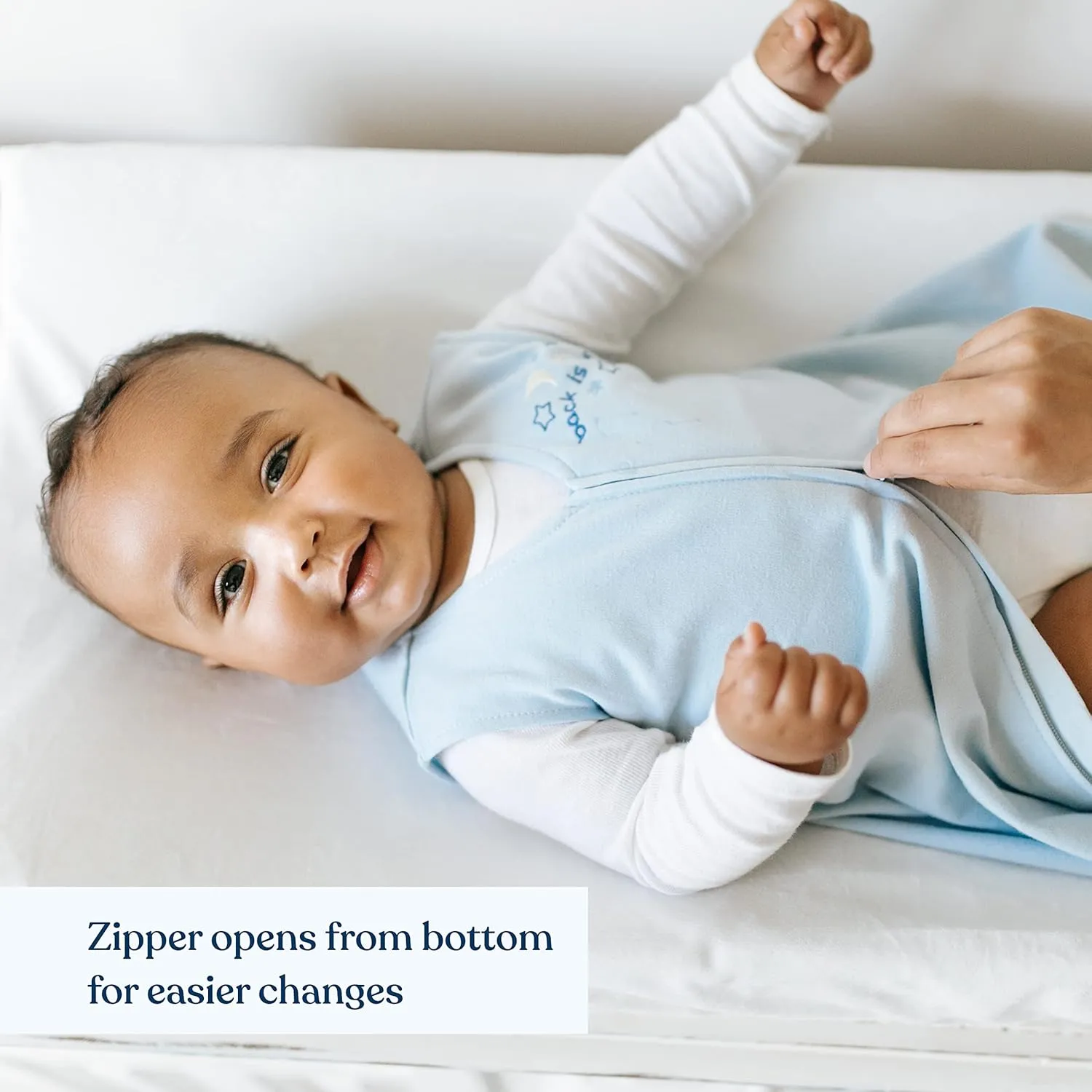 HALO SleepSack, 100% Cotton Wearable Blanket, Swaddle Transition Sleeping Bag, TOG 0.5, Baby Blue, Small, 0-6 Months