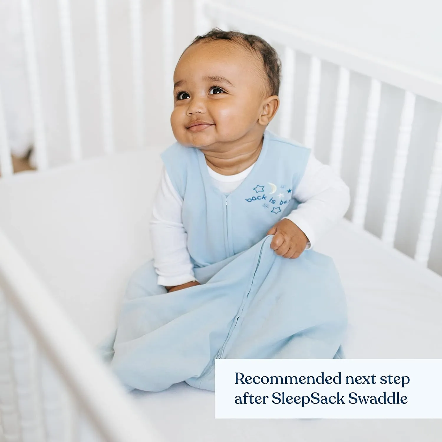 HALO SleepSack, 100% Cotton Wearable Blanket, Swaddle Transition Sleeping Bag, TOG 0.5, Baby Blue, Small, 0-6 Months