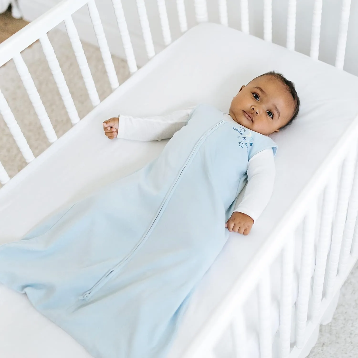 HALO SleepSack, 100% Cotton Wearable Blanket, Swaddle Transition Sleeping Bag, TOG 0.5, Baby Blue, Small, 0-6 Months