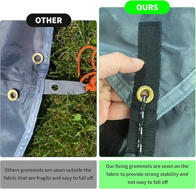 Hammock Rain Fly 10×10FT - Waterproof Camping Tarp Portable Tent Tarp Premium Backpacking Tarp Sheleter with UV Protection Layer for Camping Hiking Outdoor(Gray)