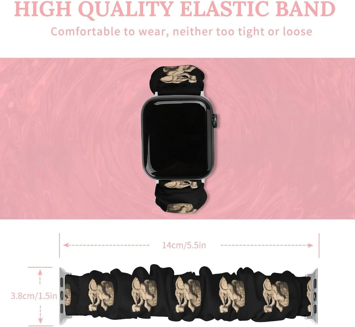 Happy Drinking Elephant Fashion Watch Strap Scrunchies Wristbands Compatible With IWatch Series