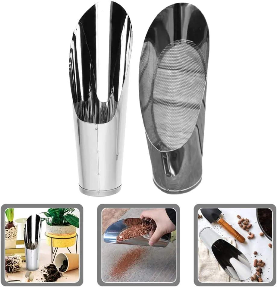 Happyyami 2pcs Bucket Shovel Digging Tools Home Tools Lawn Tools Soil Filter Multi-Function Shovel Lawn Soil Digging Shovel Soil Dig Spade Mini Shovel Stainless Steel Outdoor Cleaning Shovel