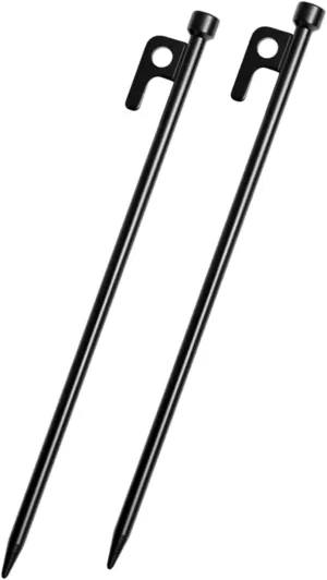 Happyyami Camping Tent Ground Stakes 2pcs Reusable Metal Nails Ideal for Tents Tarps and
