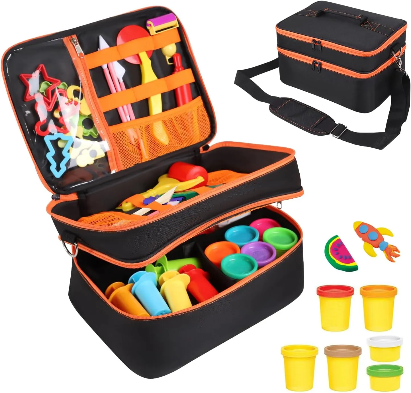 Hard Travel Case for Play-Doh Modeling Compound, Playdoh Set Storage Bag Carrying Case for Playdough Dough Tool Kit Organizer Container, Bag Only