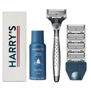 Harry's Shaving Kit for Men - Razor Handle, 5 Razor Blade Refills, Foaming Shave Gel, and Travel Blade Cover - Craft Edition