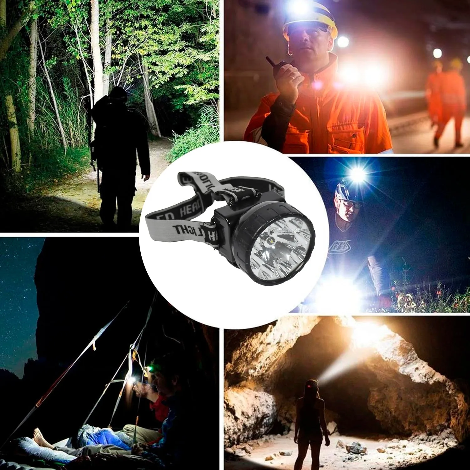 HEAD LAMP 9 LED LONG RANGE RECHARGEABLE HEADLAMP ADJUSTMENT LAMP USE FOR FARMERS, FISHING, CAMPING, HIKING, TREKKING, CYCLING