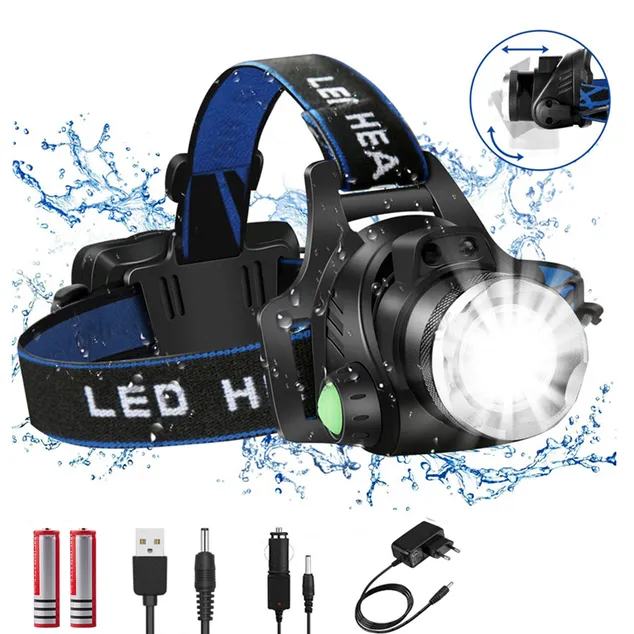 Headlamp High Lumen Zoomable Headlight Torch Flashlight  Headlamp LED Bulb 18650 Battery For Work & Outdoors
