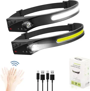Headlamp Rechargeable - Head Lights for Forehead 2 Pack, Super Bright 230° Wide Beam Headlamps Headlight, Lightweight LED Headlamp for Camping Running Fishing
