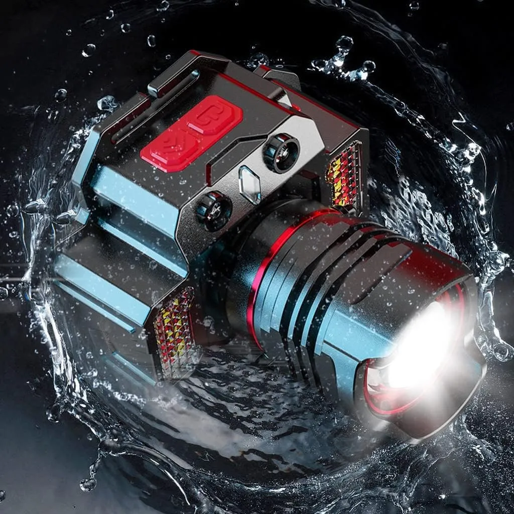 Headlamp Strong Light Rechargeable Head-Mounted Outdoor Flashlight Night Fishing Long Life LED Miner's Lamp Headlamp(Yellow Light)