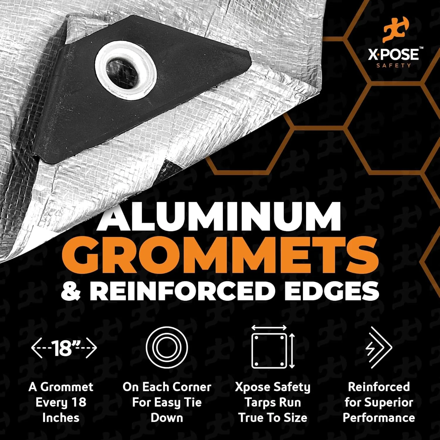 Heavy Duty Poly Tarp - 20' x 30' - 10 Mil Thick Waterproof, UV Blocking Protective Cover - Reversible Silver and Black - Laminated Coating - Grommets - by Xpose Safety
