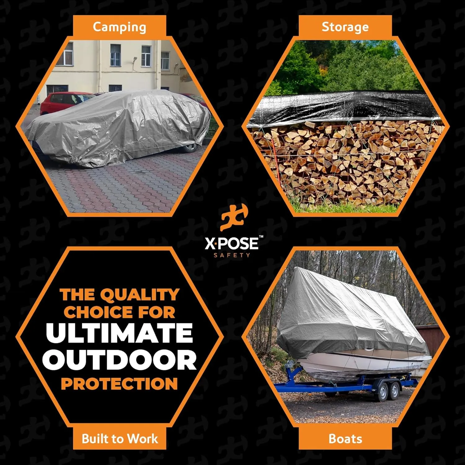 Heavy Duty Poly Tarp - 20' x 30' - 10 Mil Thick Waterproof, UV Blocking Protective Cover - Reversible Silver and Black - Laminated Coating - Grommets - by Xpose Safety