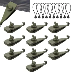 Heavy Duty Tarp Clamps - Adjustable Tarp Clips with Ball Bungee Cord | Outdoor Camping Picnicing Tent Tarp Fasteners for Swimming Pool Covers, Sun Shades