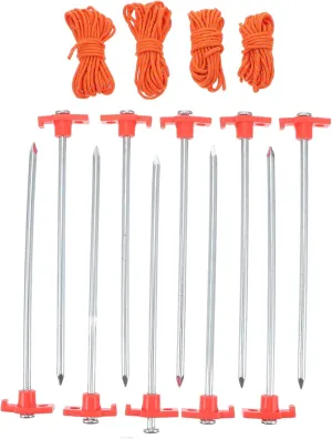 Heavy Duty Tent Ground Peg Set Aluminum Camping Tent Stakes Reflective Rope Kit for Tarp