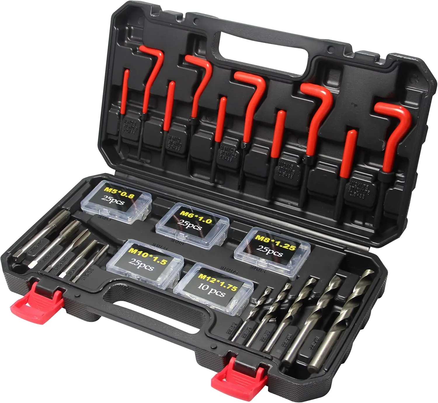Helicoil Thread Repair Kit, 131 PC Metric Thread Repair Kit in M5 M6 M8 M10 M12 with HSS Drill Bits Inserts Taps Break Off Tools, Rethreading Tool Kit Restore Spark Plug, Cylinder Insertion