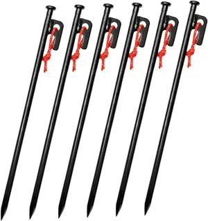 Hemoton Steel Tent Stakes Set 6 Pack Camping Tent Accessories Ground Stakes for Tarp