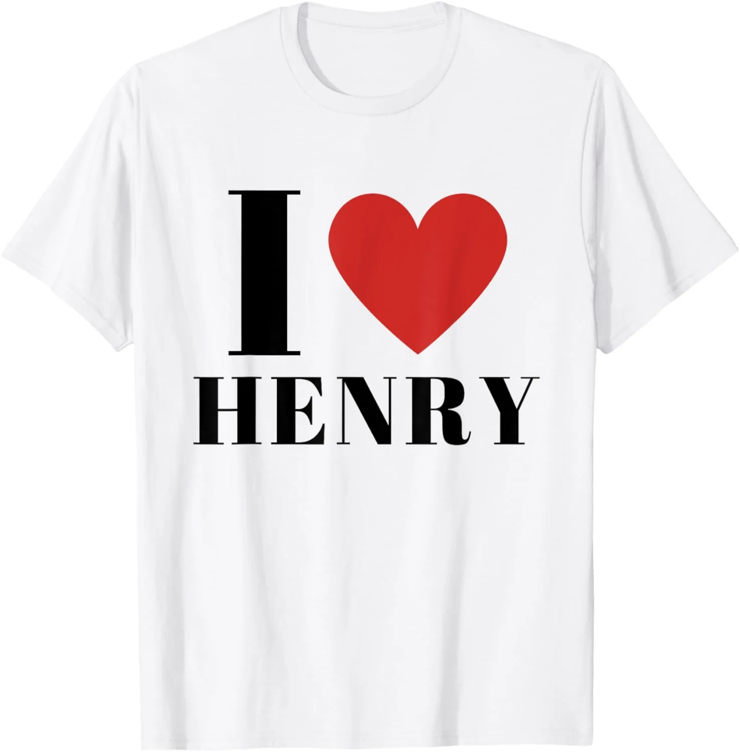 HENRY Heart Family Lover First Name HENRY Gifts Unisex-Adults Kids White Short Sleeve Classic Fit Cotton 60% Polyester 40% T-Shirt Small
