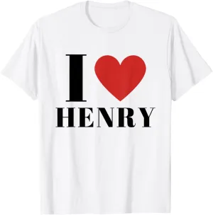 HENRY Heart Family Lover First Name HENRY Gifts Unisex-Adults Kids White Short Sleeve Classic Fit Cotton 60% Polyester 40% T-Shirt Small