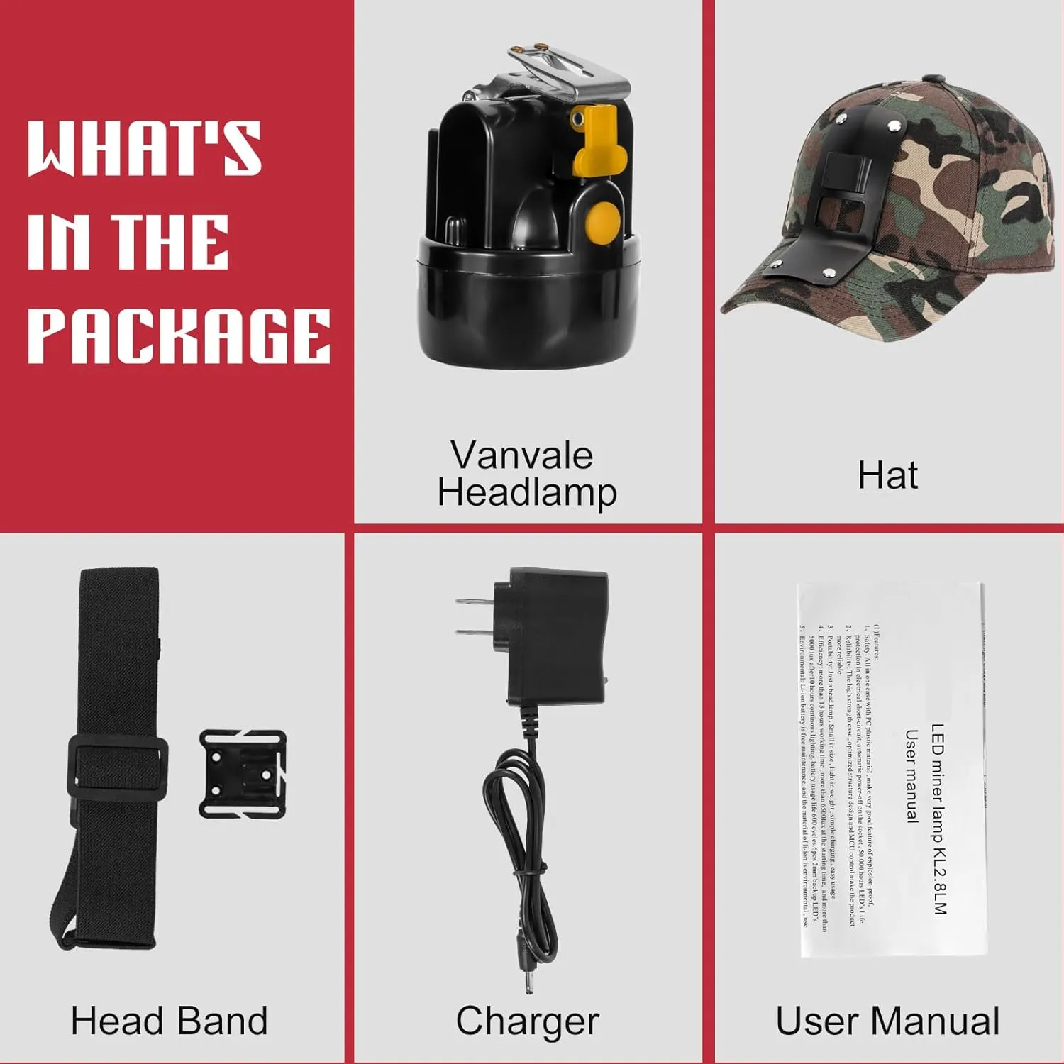 High Lumens LED Mining Headlamp with Hat - Waterproof, Durable, Long-Lasting Rechargeable Headlight, Adjustable Strap, Perfect for Miners Camping Hiking (KL3.0 Black-Yellow Button with Hat)